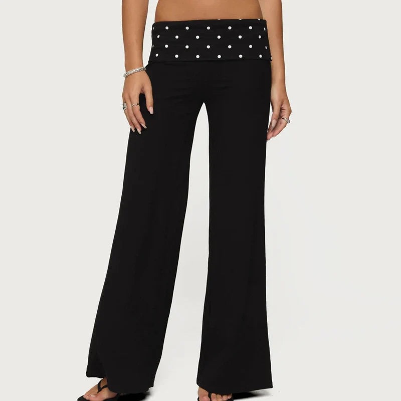 Casual Wide Leg Fold Over Sweatpants – Low Rise Flare Yoga Lounge Pants for Women & Teen Girls
