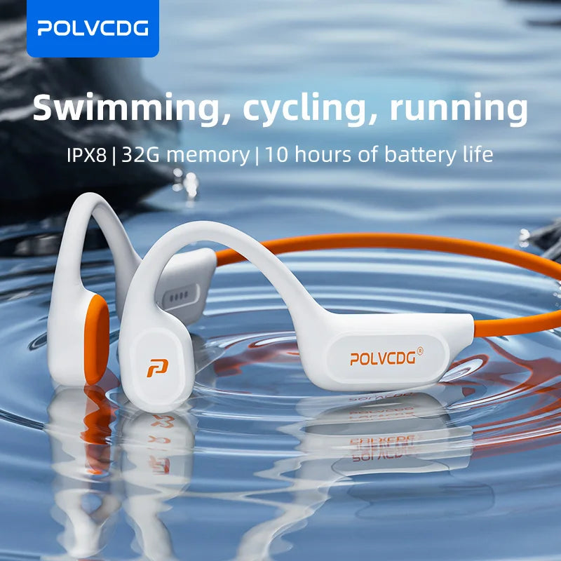 POLVCDG X9 Bone Conduction Bluetooth Headphones – IPX8 Waterproof, 32GB Storage