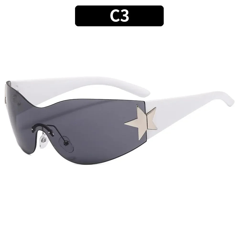 Y2K Rimless Wraparound Sunglasses – UV400 Shield Eyewear for Women & Men
