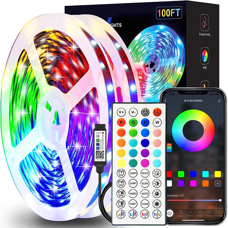 RGB LED Strip Lights with App & Remote Control | USB Color-Changing Room Lights (1M–40M)