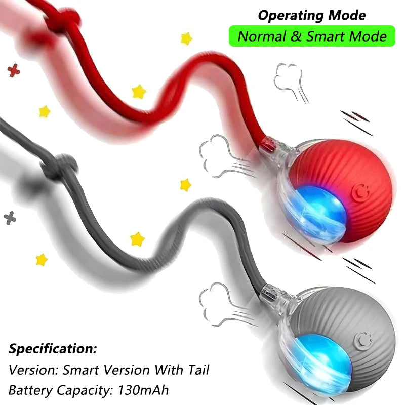 Interactive Automatic Rolling Cat Ball with Moving Tail – Rechargeable Smart Pet Toy