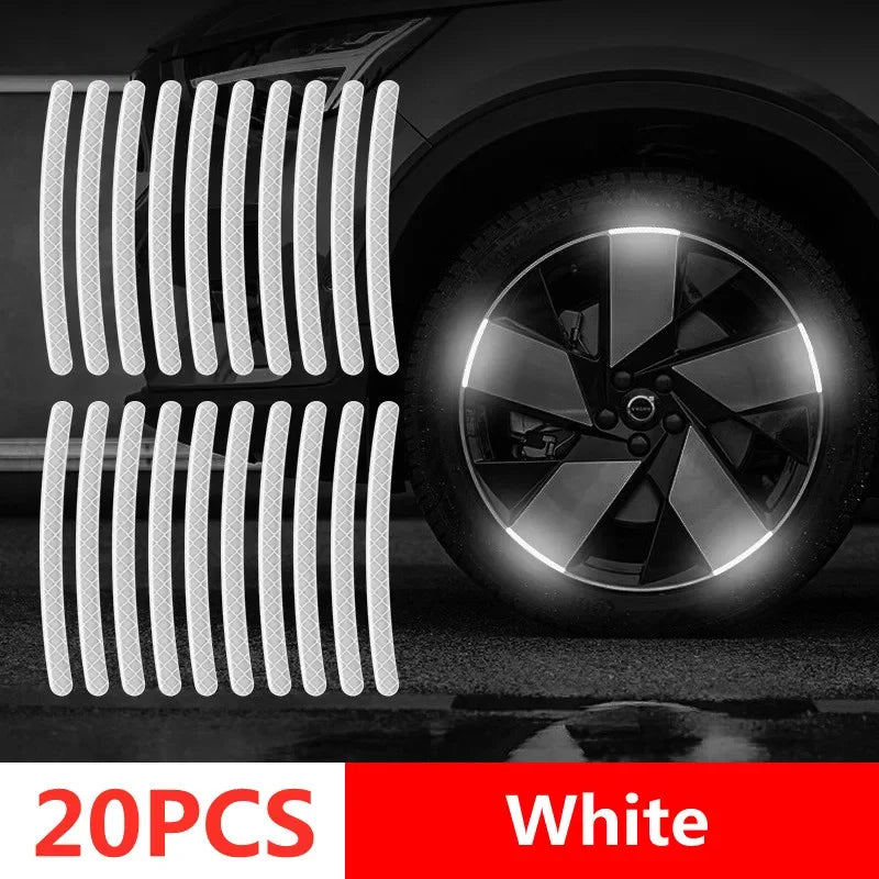 20/40-Piece Reflective Wheel Rim Strips – Colorful Car & Motorcycle Hub Decals