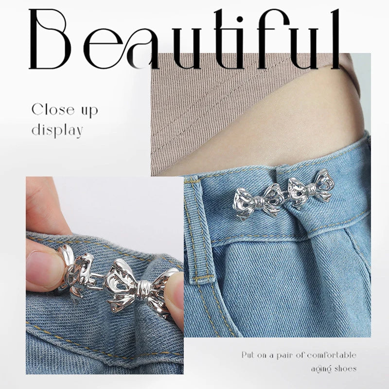 Bowknot Adjustable Waist Button – No-Sew Jeans & Pants Waist Tightener