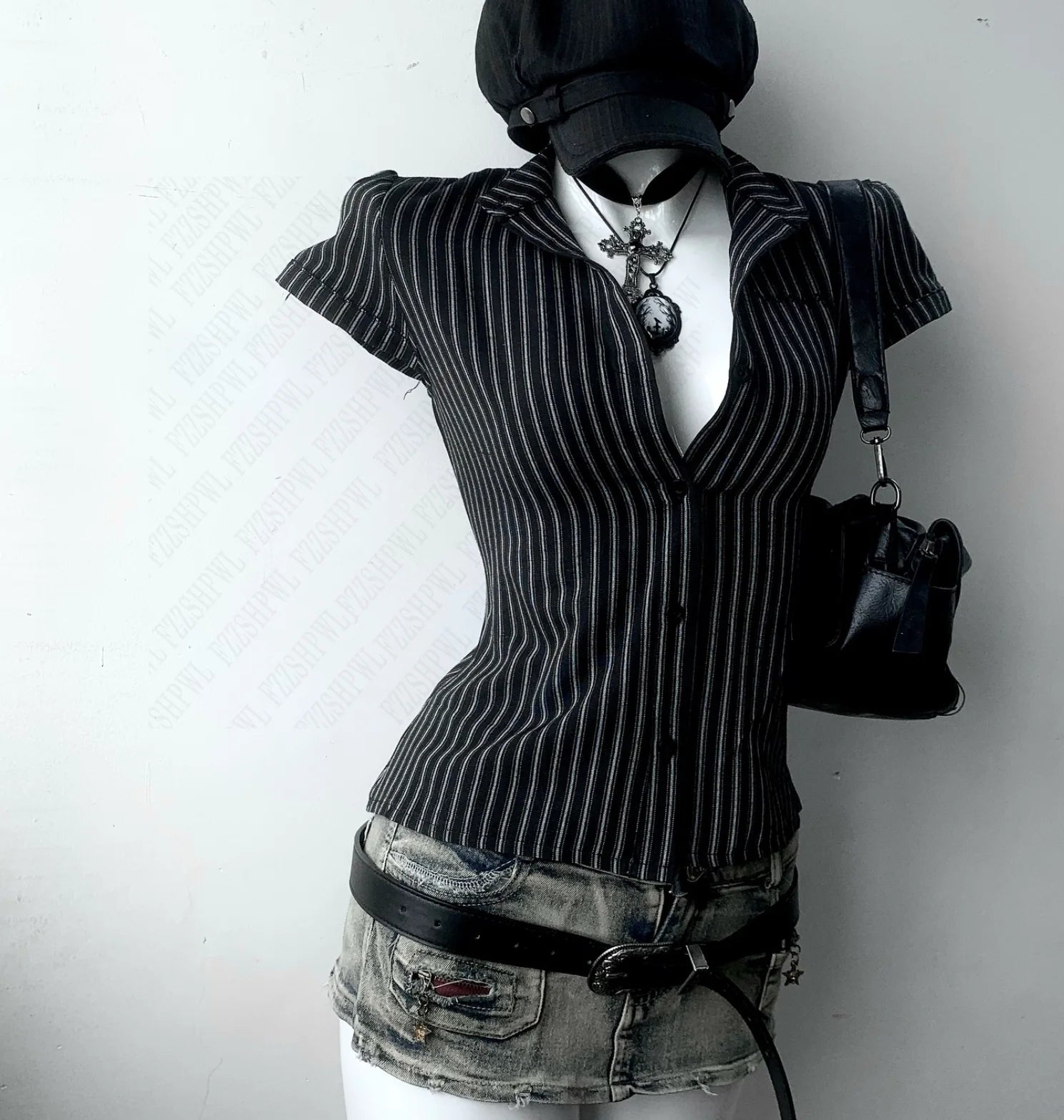 Women’s Y2K Striped Button-Up Shirt