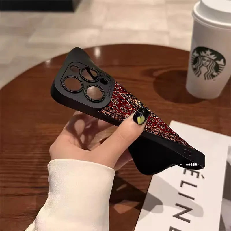 Persian Carpet Floral Phone Case – Matte Shockproof TPU Cover for iPhone