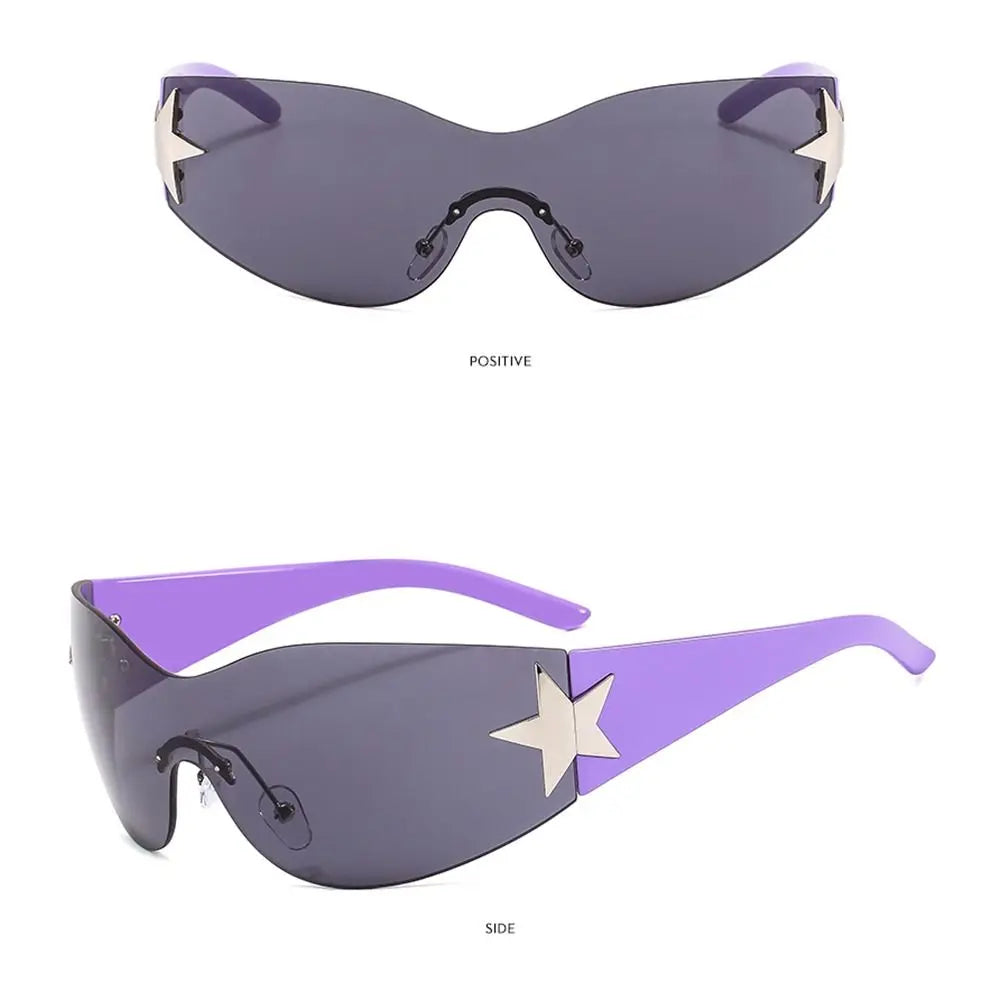Y2K Rimless Wraparound Sunglasses – UV400 Shield Eyewear for Women & Men