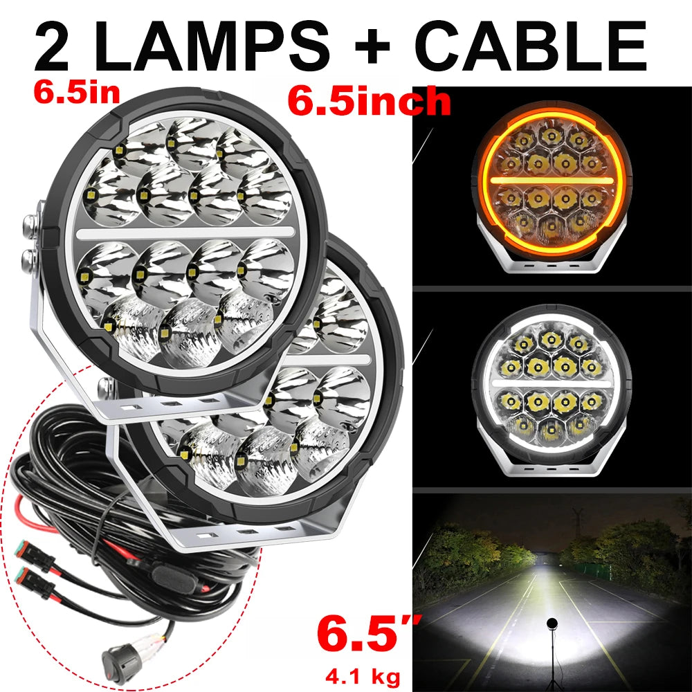 BraveWAY 6.5 inch Led Driving Light for Offroad Truck UTV 4WD 4x4 for Toyota for Hummer for JEEP for Ford  9 inch LED Work Light