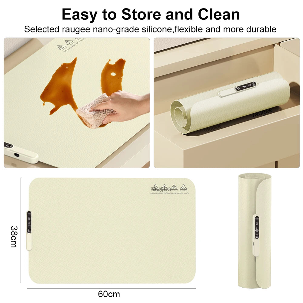 Electric Foldable Food Warmer Mat – Silicone Warming Tray with 6 Temperature Settings