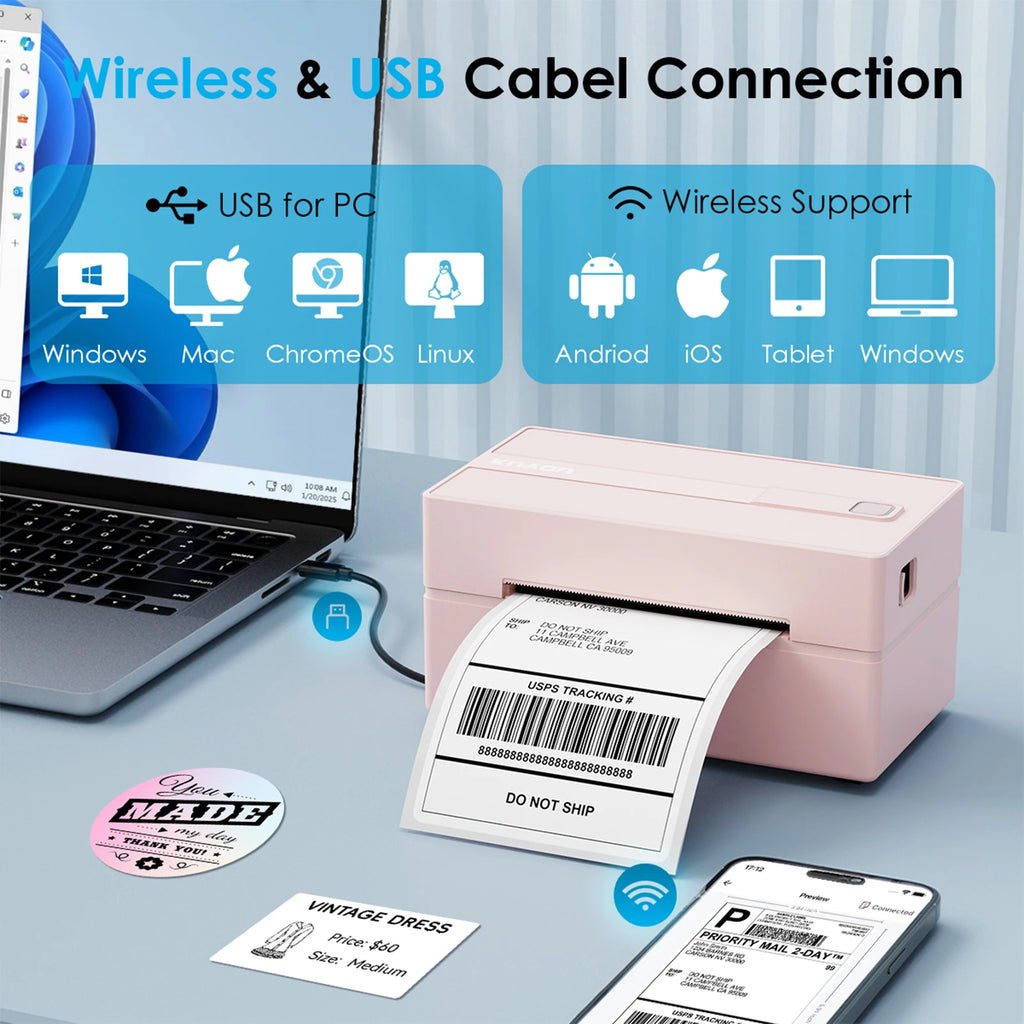 Thermal 4×6 Bluetooth Shipping Label Printer