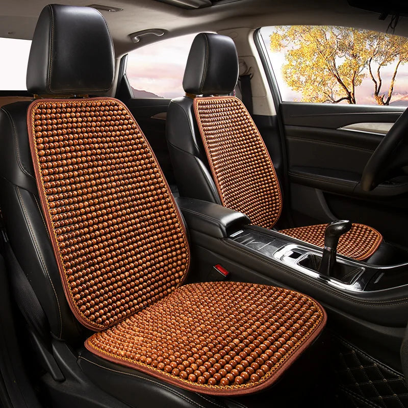 Wooden Bead Car Seat Cushion – Breathable Summer Seat Cover for Cars & SUVs