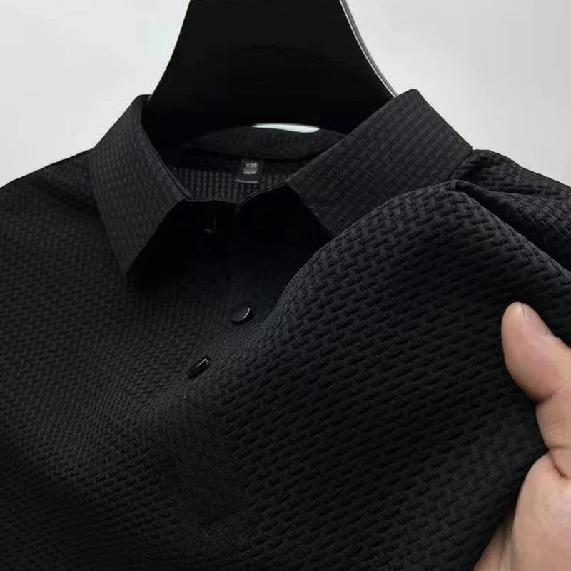 AURELLE Men's Business Casual Polo Shirt – Breathable Stretch Fabric