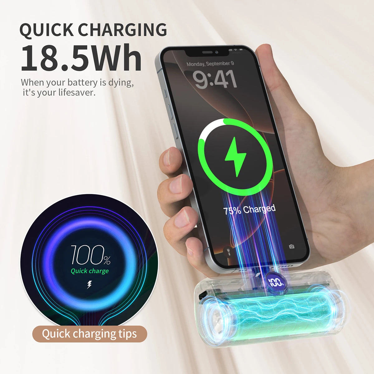 Mini 5000mAh Fast Charging Power Bank | Portable USB-C & Lightning Charger