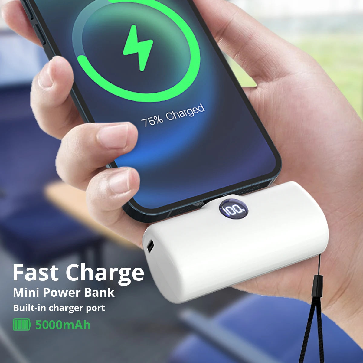 Mini 5000mAh Fast Charging Power Bank | Portable USB-C & Lightning Charger