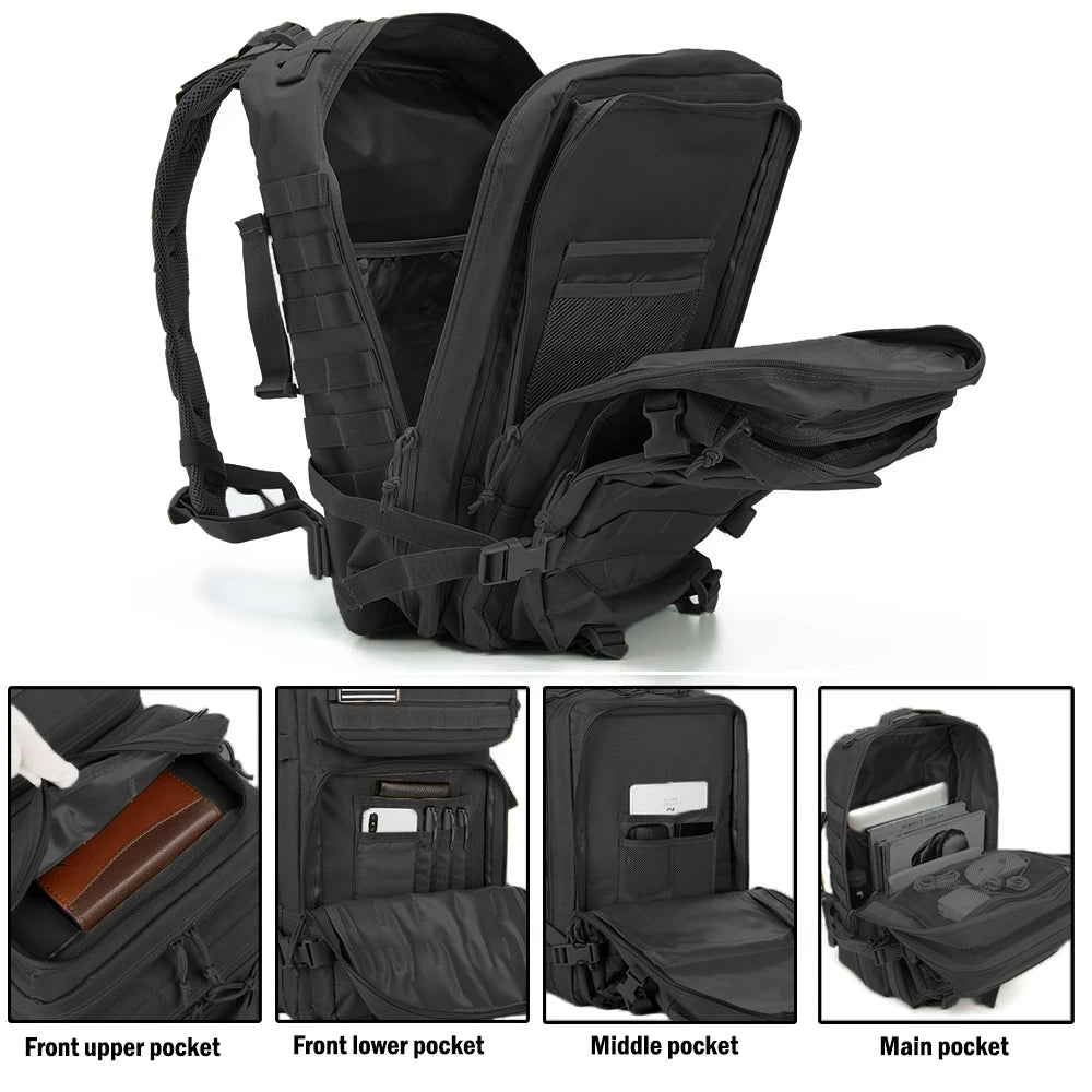 45L Tactical Backpack | Military-Style Molle Hiking, Camping & Travel Backpack