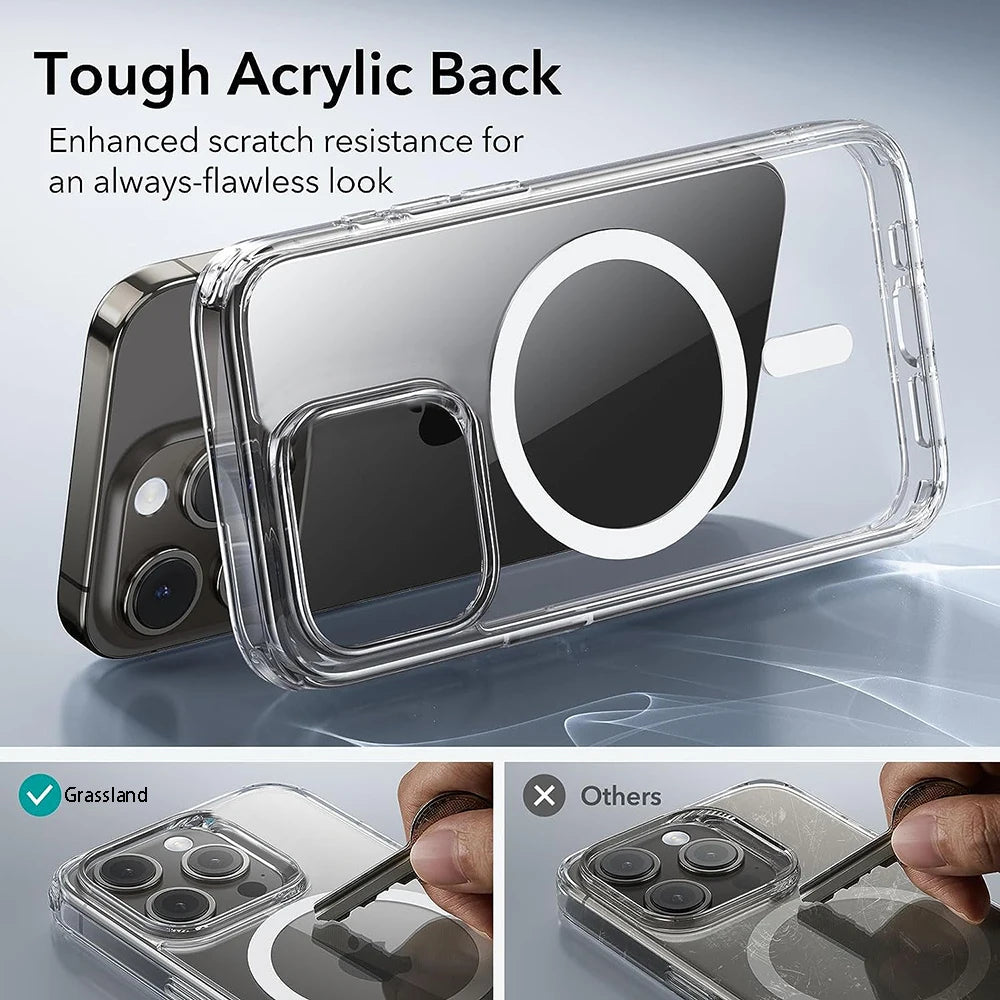 Clear Magnetic MagSafe-Compatible Case for iPhone 11–16 Series – Transparent Protective Cover with Wireless Charging Support