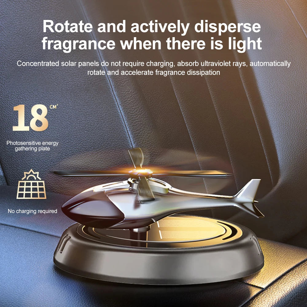 Solar-Powered Rotating Helicopter Car Air Freshener with Aromatherapy Diffuser