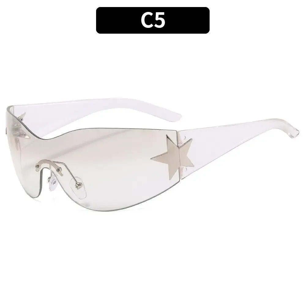Y2K Rimless Wraparound Sunglasses – UV400 Shield Eyewear for Women & Men