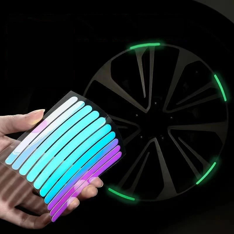 20/40-Piece Reflective Wheel Rim Strips – Colorful Car & Motorcycle Hub Decals