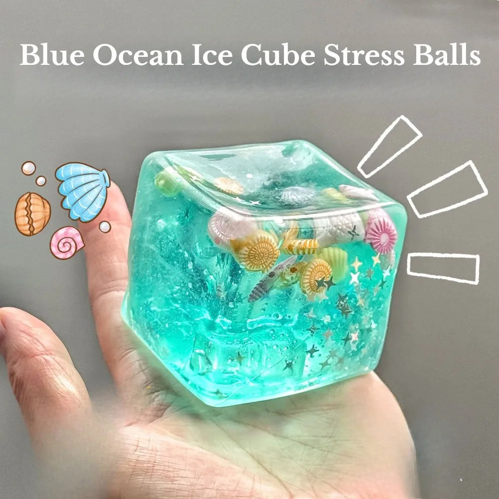AURELLE Ocean Squishy Stress Ball Cube – Slow-Rising Sensory Fidget Toy