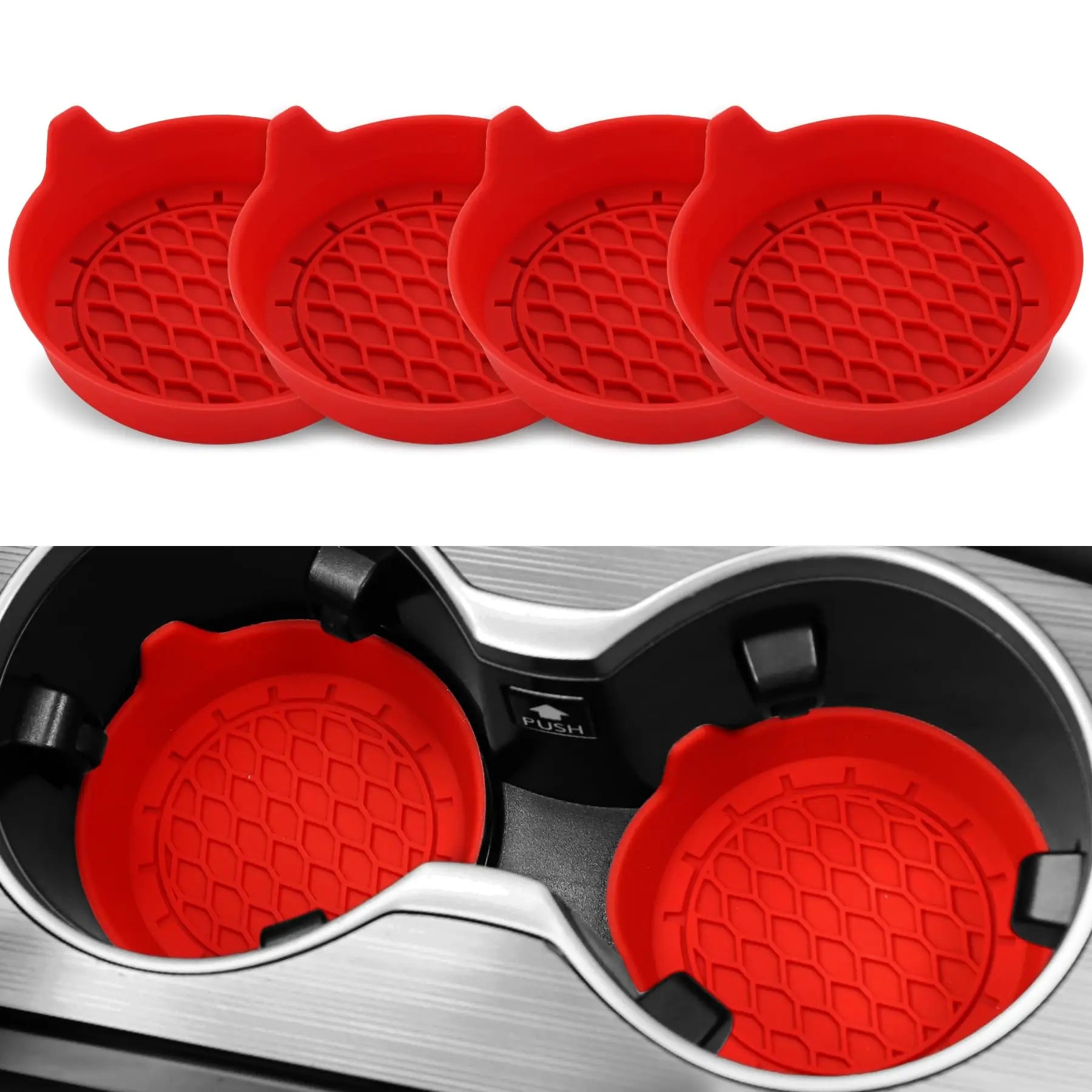 2/4-Pack Silicone Car Cup Holder Coasters – Universal Non-Slip Cup Holder Inserts