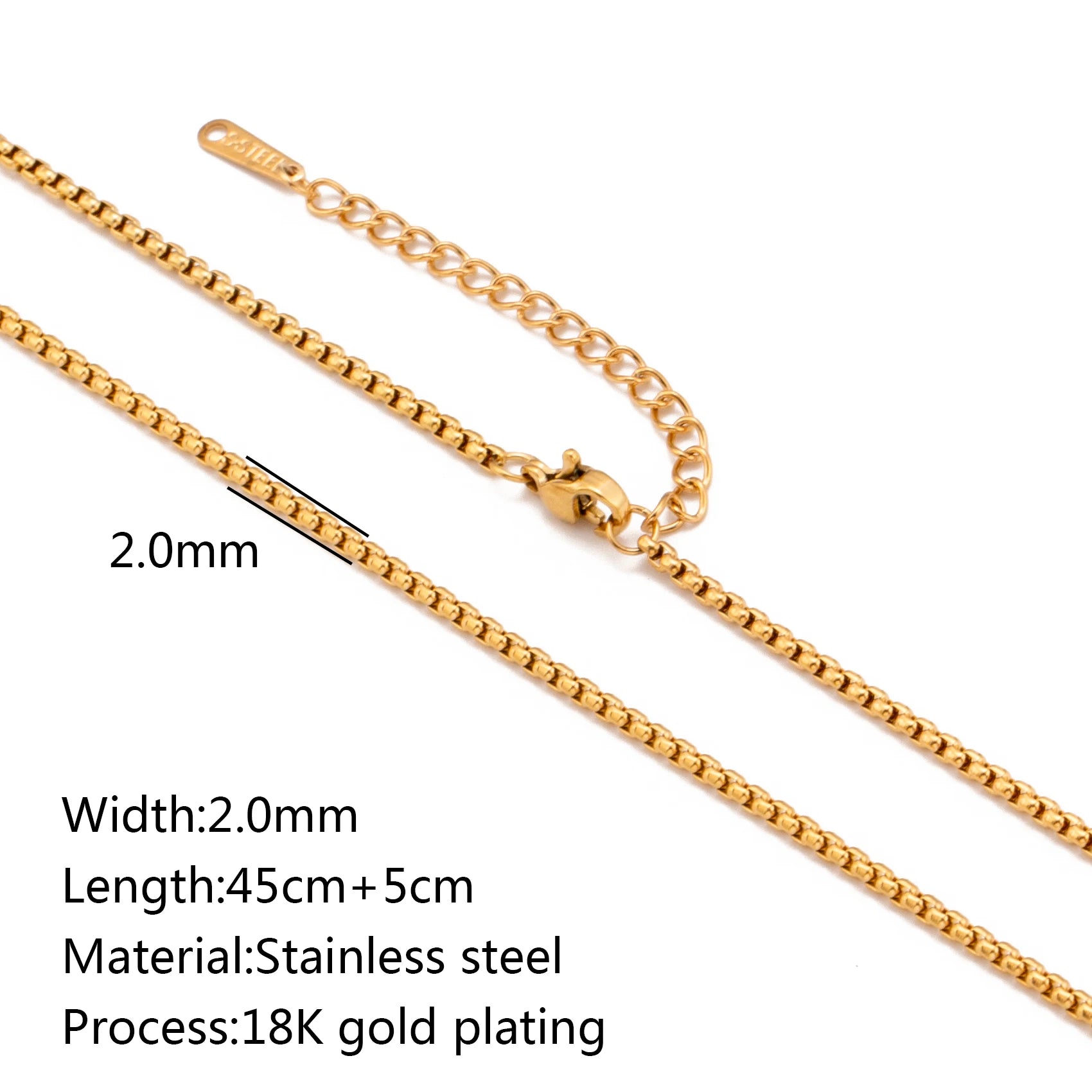 5-Piece 18K Gold PVD Stainless Steel Chain Necklace Set