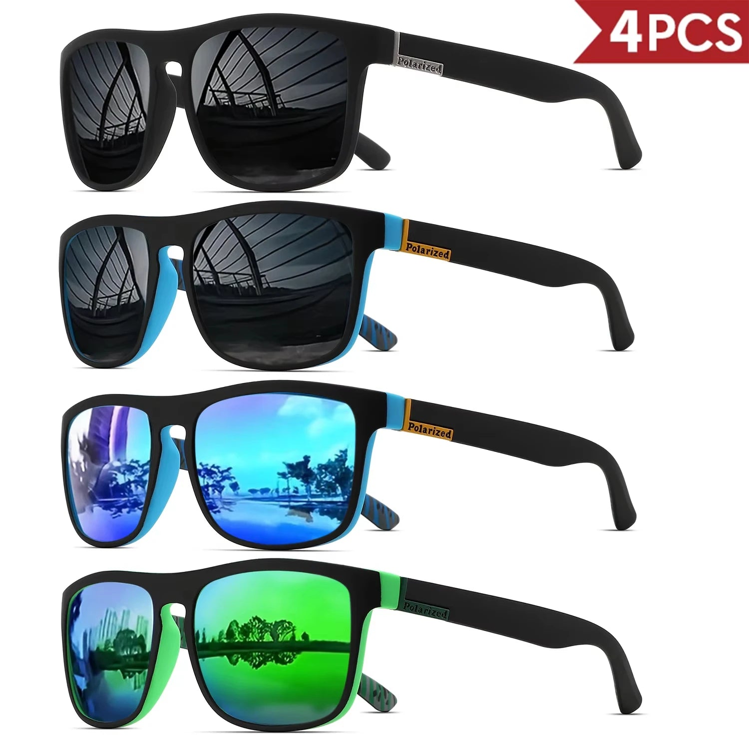 Classic Polarized Square Sunglasses – UV400 Lightweight Sports Eyewear for Driving, Fishing & Cycling