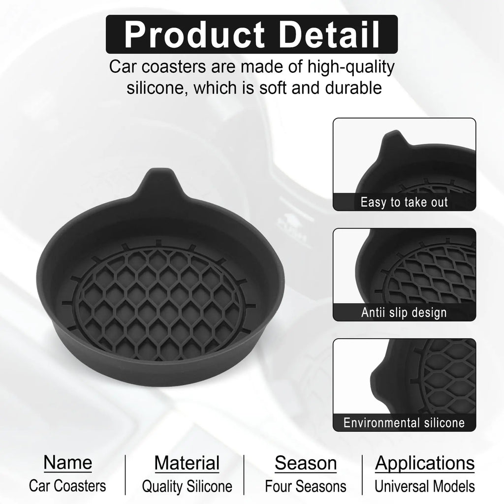 2/4-Pack Silicone Car Cup Holder Coasters – Universal Non-Slip Cup Holder Inserts