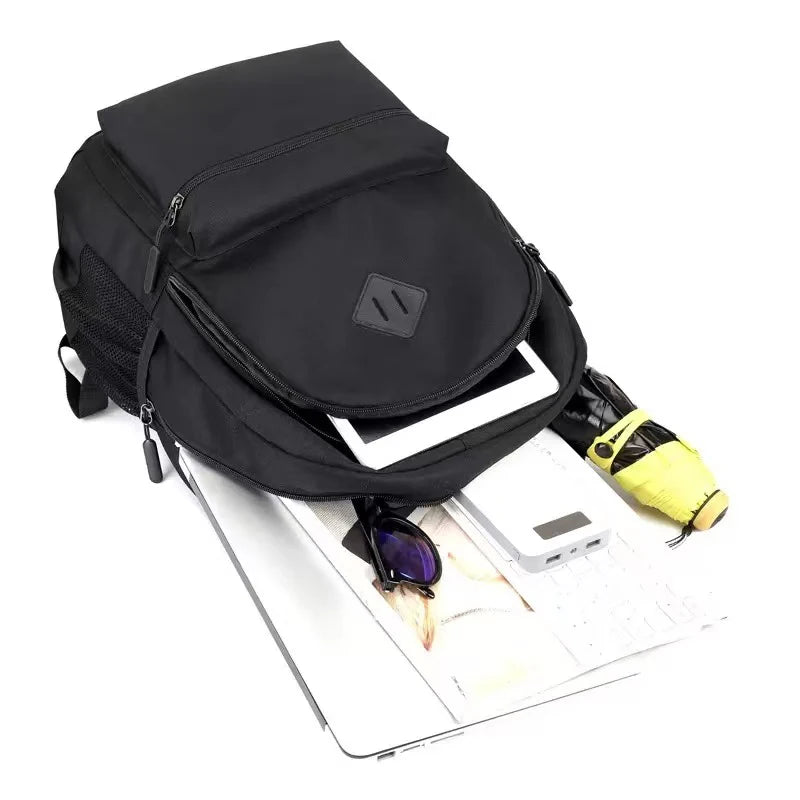 Large Capacity Black Backpack – Unisex Travel, School & Everyday Backpack