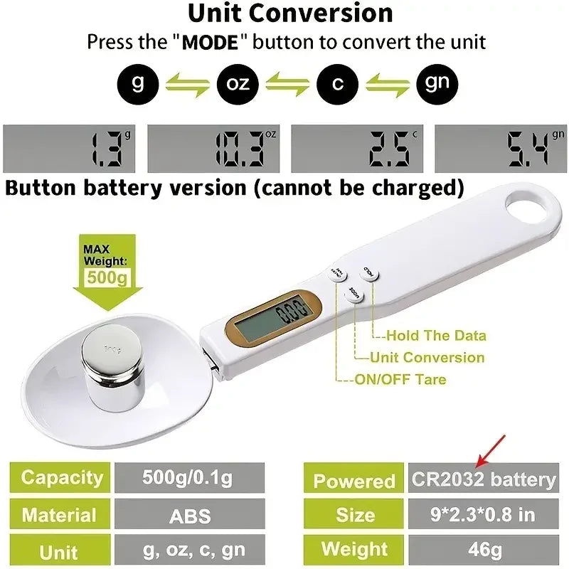 Viral Mini Spoon Digital Kitchen Scale 0.1–500g LCD Measuring Spoon for Baking & Cooking