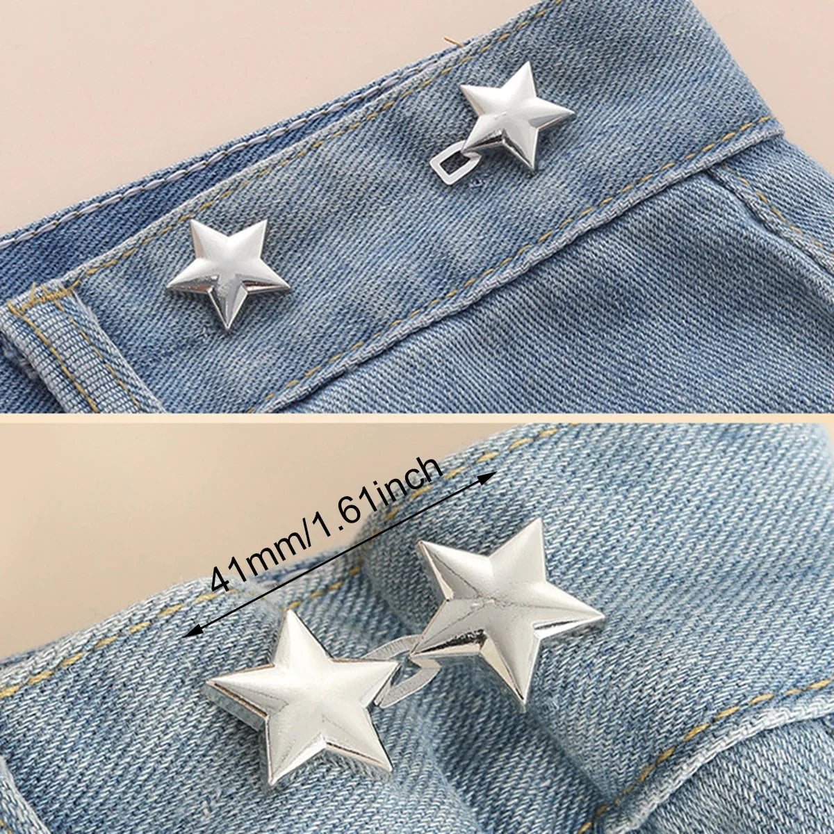Adjustable Jeans Waist Button Tighteners – 1 Pair No-Sew Waist Adjuster Clips