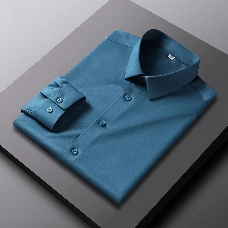 AURELLE Men's Long Sleeve Wrinkle-Resistant Casual Shirt – Business Casual Style