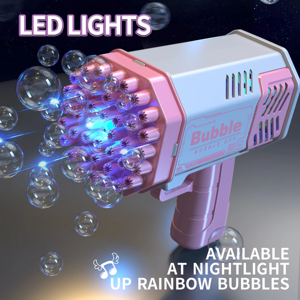 40-Hole Automatic Bubble Machine with LED Lights – Outdoor Bubble Blower for Kids
