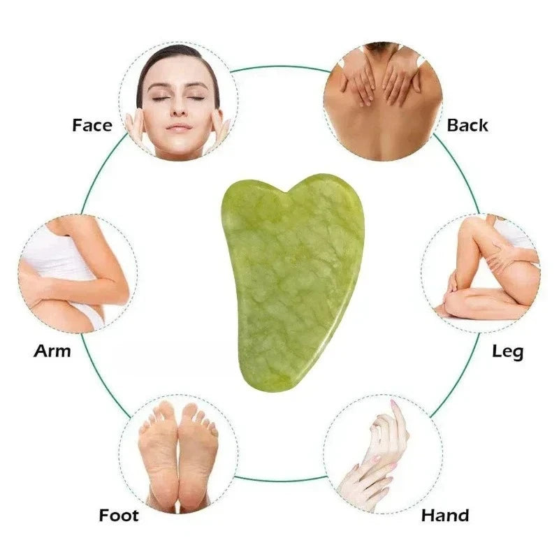 Natural Jade Massage Roller & Gua Sha Set – Facial and Body Massage Tool