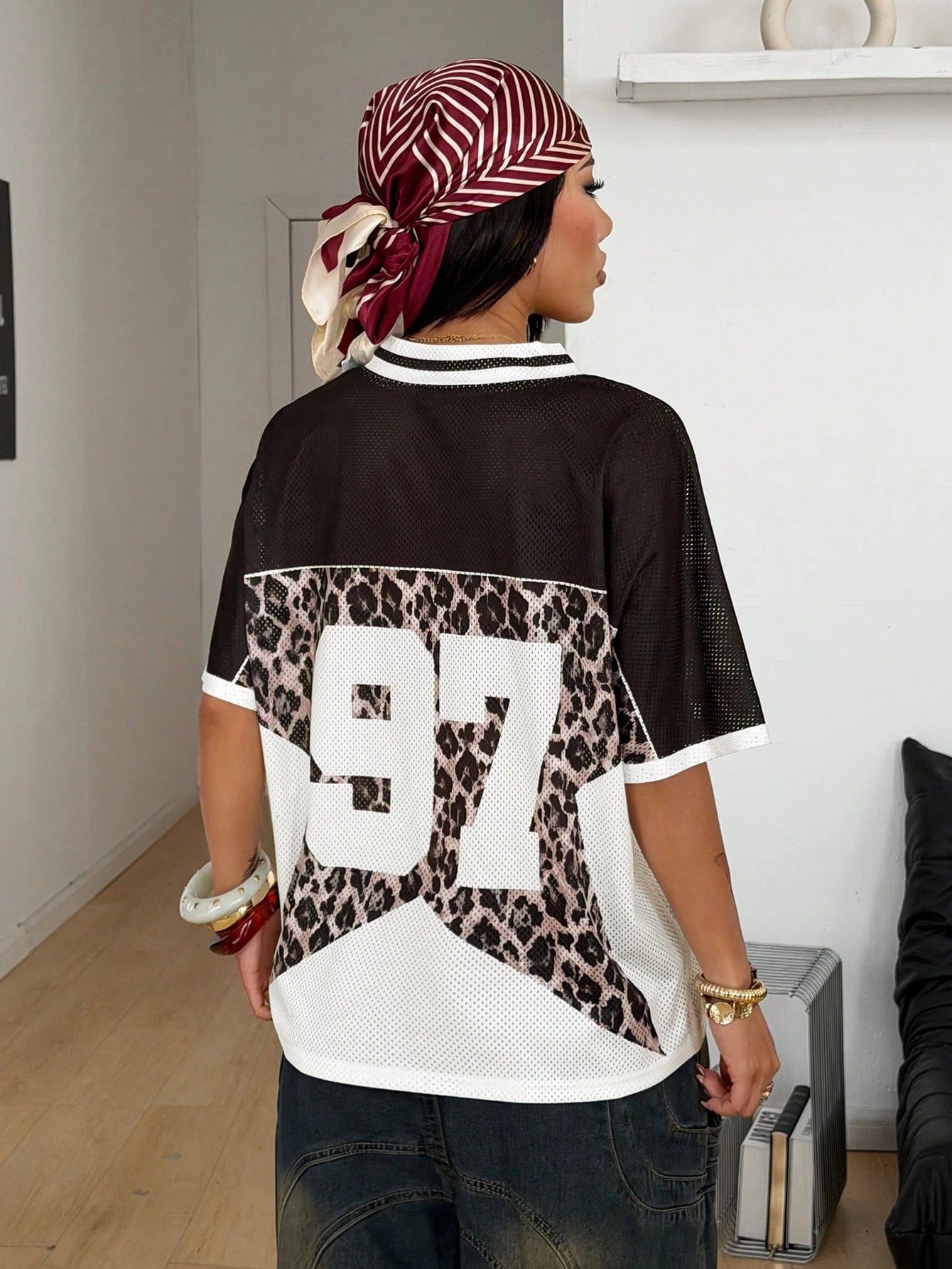 Women’s Leopard Print No. 97 Soccer Jersey T-Shirt