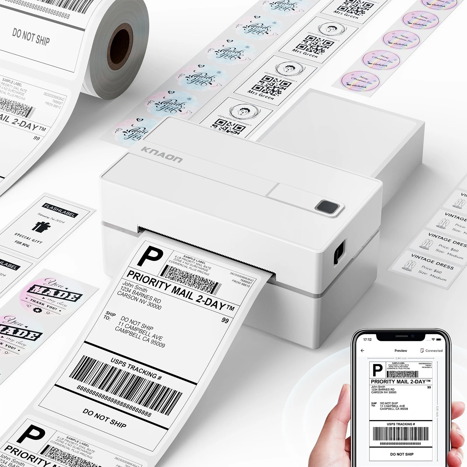 Thermal 4×6 Bluetooth Shipping Label Printer