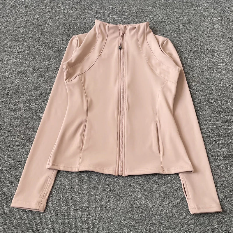 Women's Quick-Dry Zip-Up Fitness Jacket – Long Sleeve Sports Top