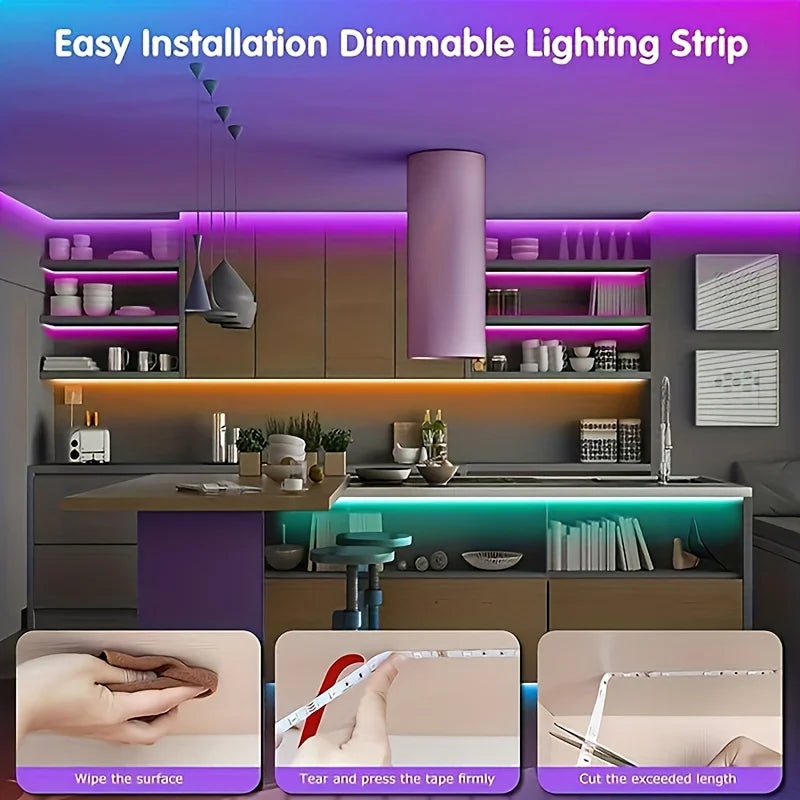 RGB LED Strip Lights with App & Remote Control | USB Color-Changing Room Lights (1M–40M)