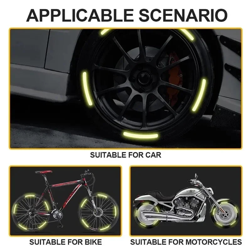20/40-Piece Reflective Wheel Rim Strips – Colorful Car & Motorcycle Hub Decals