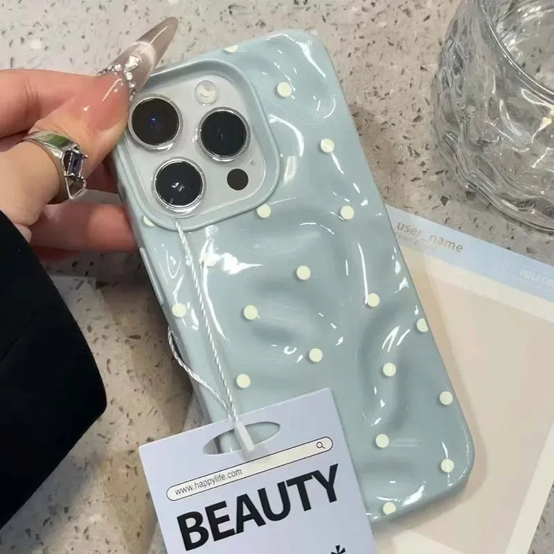 Polka Dot Silicone Phone Case – Shockproof Protective Cover for iPhone