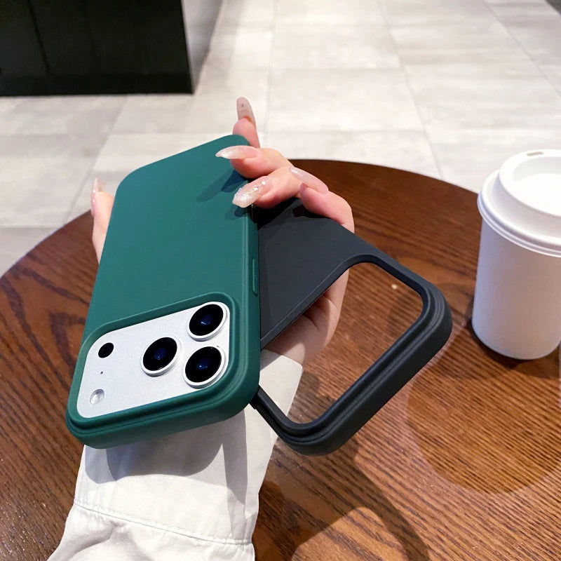 Luxury Matte Silicone Case for iPhone 15–17 Series – Soft-Touch Candy Color Cover with Raised Camera & Screen Protection
