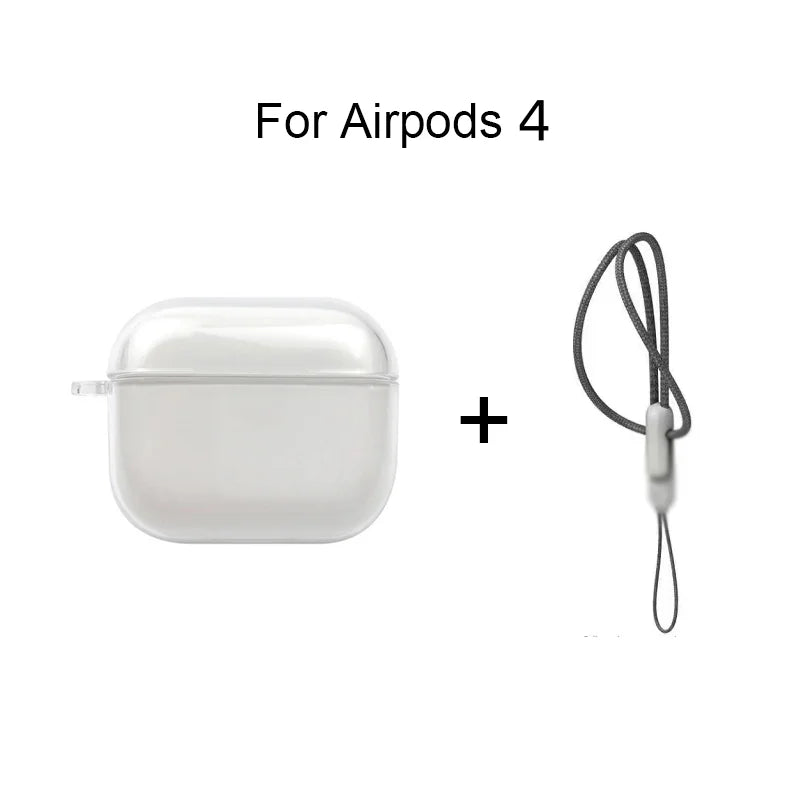 Clear TPU AirPods Case with Lanyard – Shockproof Protective Cover for AirPods