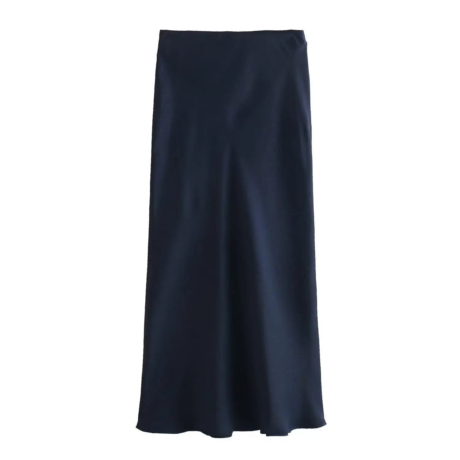 Elegant High-Waist Satin Midi Skirt
