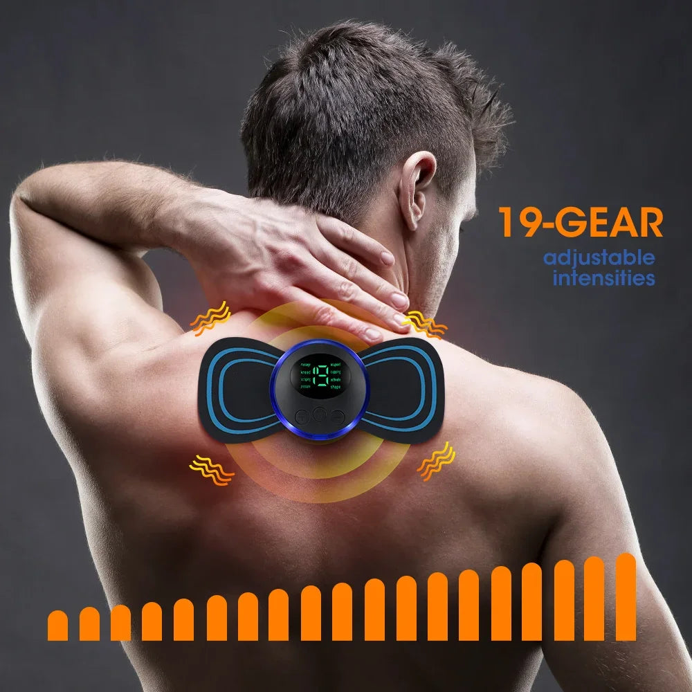 Portable EMS Neck & Body Massager – 8 Modes, 19 Intensity Levels