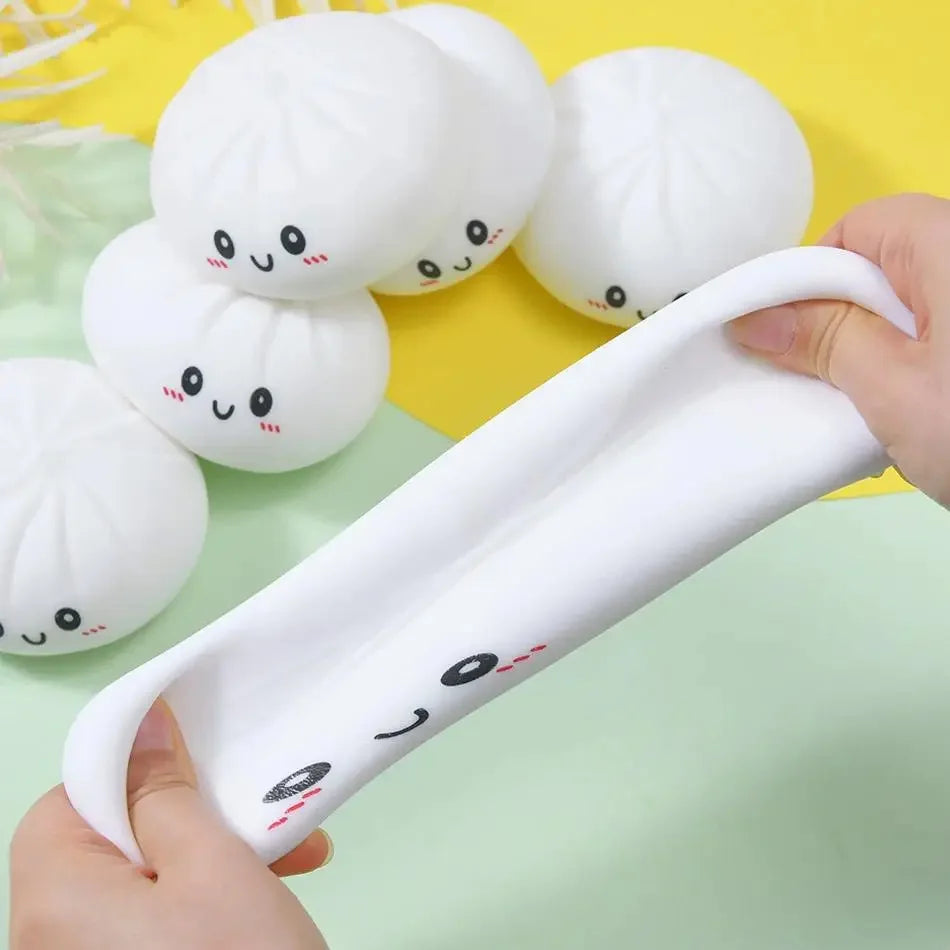 Dumpling Squishy Stress Toy – Slow-Rising Soft Fidget with Mini Steamer