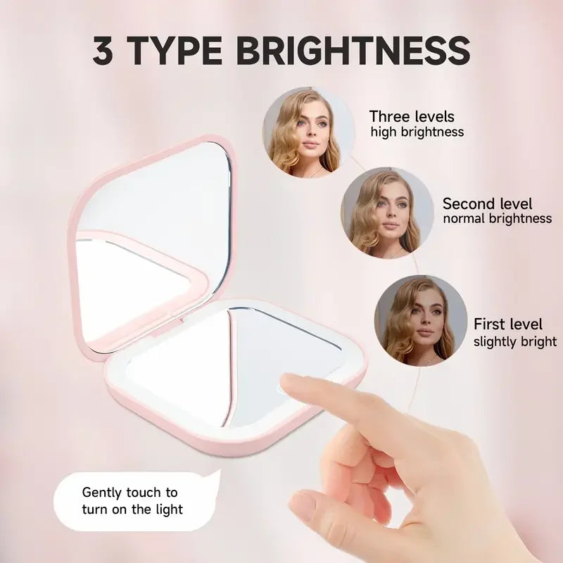 Product Title LED Compact Makeup Mirror with Lights – 1X/2X Magnifying Portable Travel Mirror