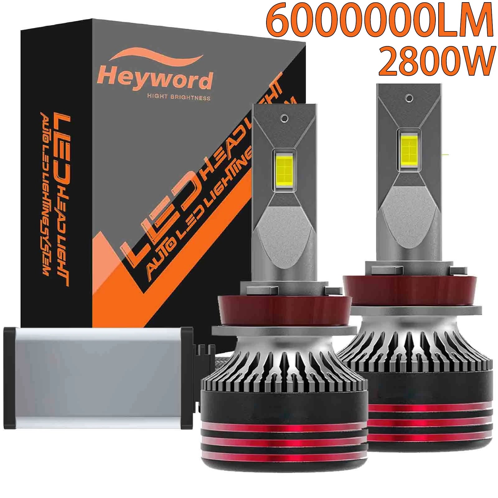 Heyword 2800W 6000000LM PLUS H7 H11 H1 H4 Led Headlight Bulb 6000K LED HB3 HB4 Double Copper Tube Led Light Kit for Car 12V 2PCS