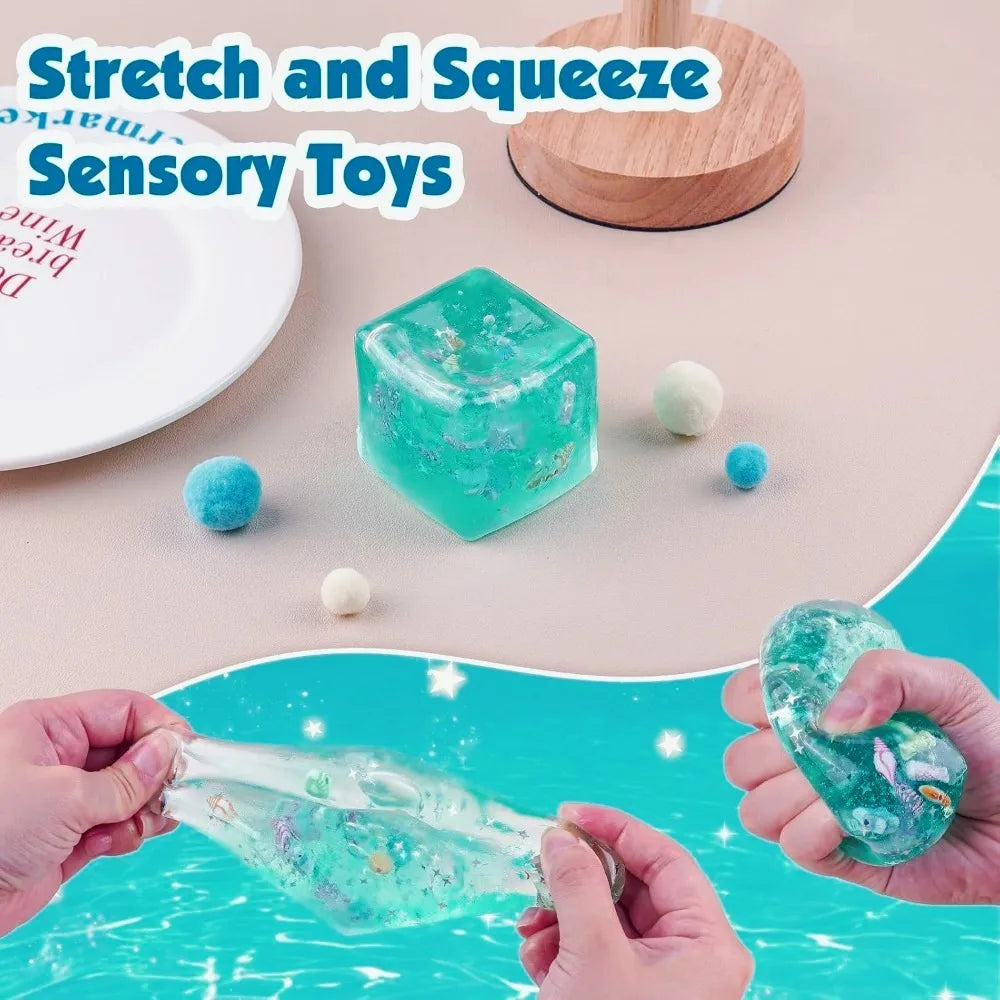 AURELLE Ocean Squishy Stress Ball Cube – Slow-Rising Sensory Fidget Toy