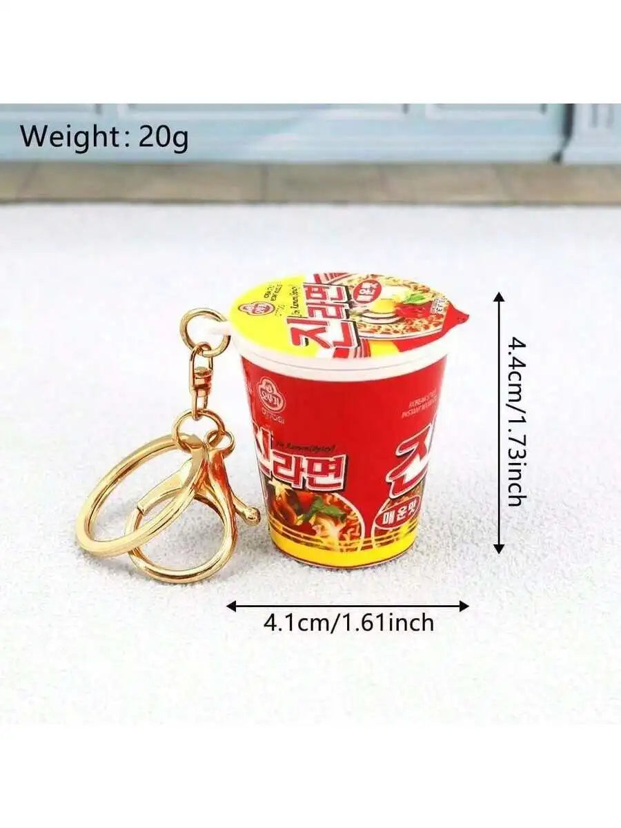 Korean Instant Noodle Bag Keychain – Mini Fast Food Pendant with O-Ring Clip