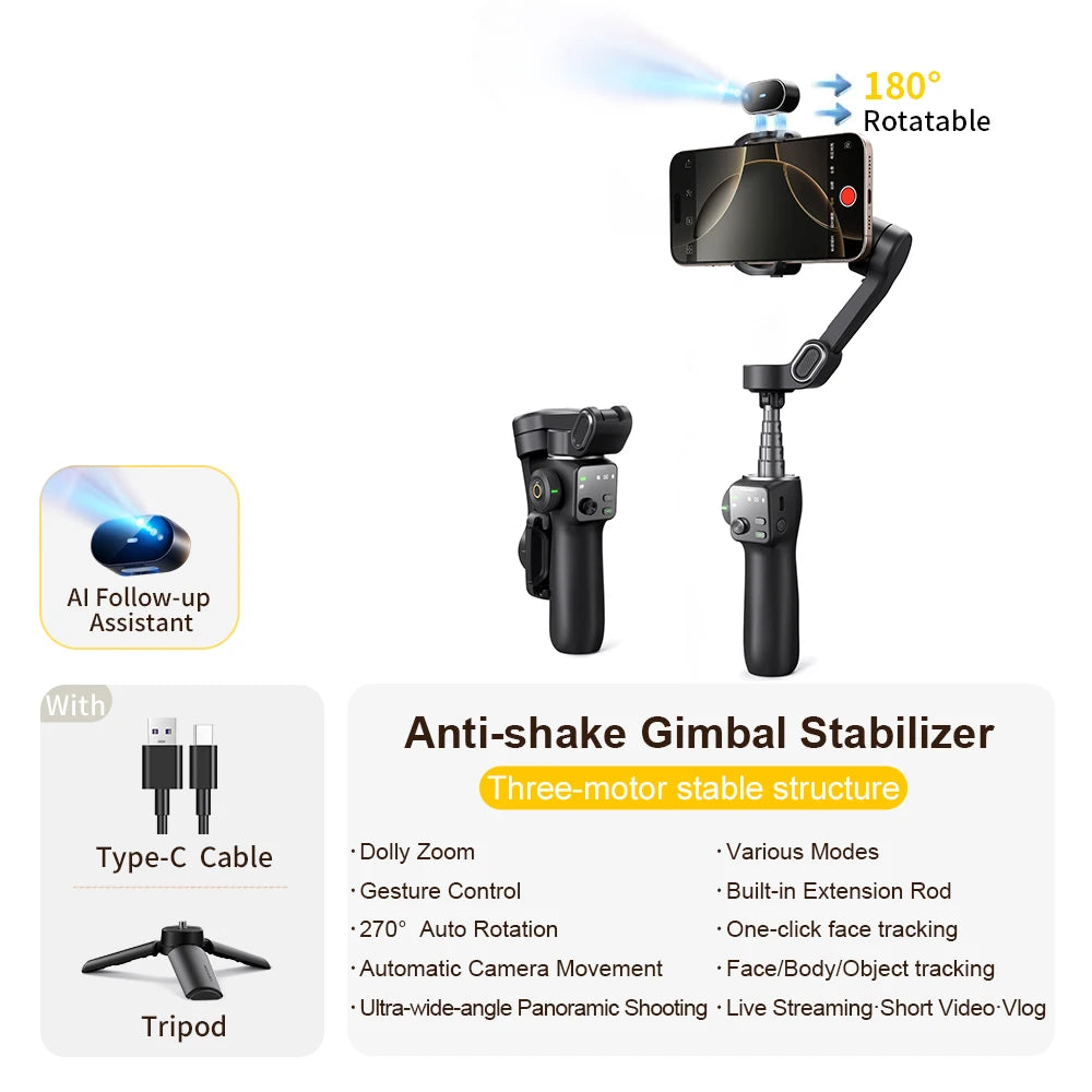 AOCHUAN V8 3-Axis Smart Handheld Gimbal Stabilizer