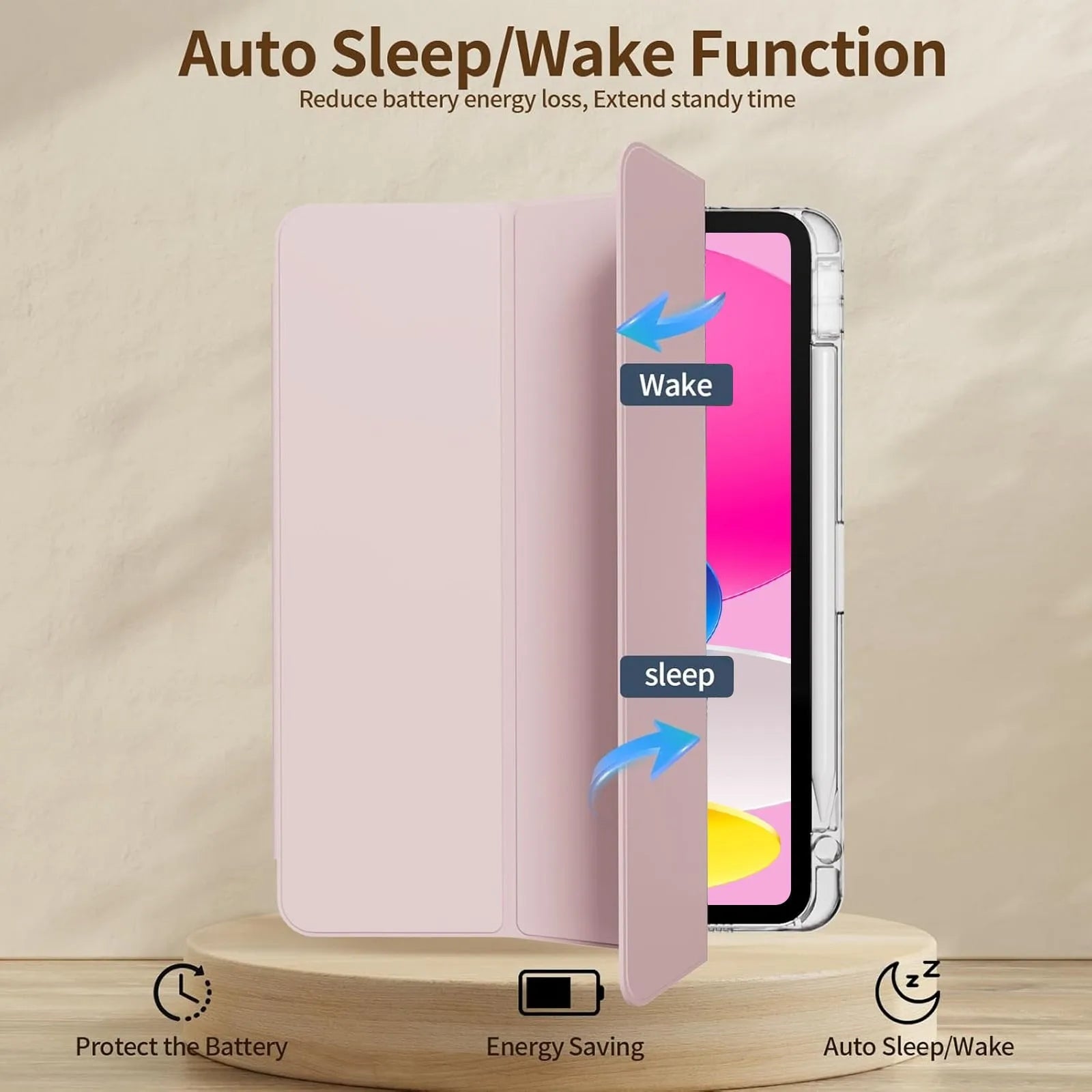 Minimalist Flip Tablet Case – Protective TPU Cover for iPad & Samsung Galaxy Tab